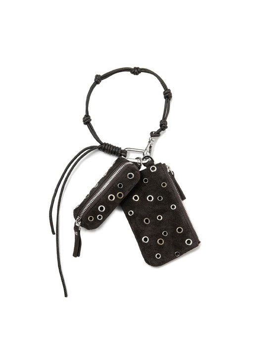 Osoi Knotty Pouch Key Ring [SUEDE MOCHA EYELETS]