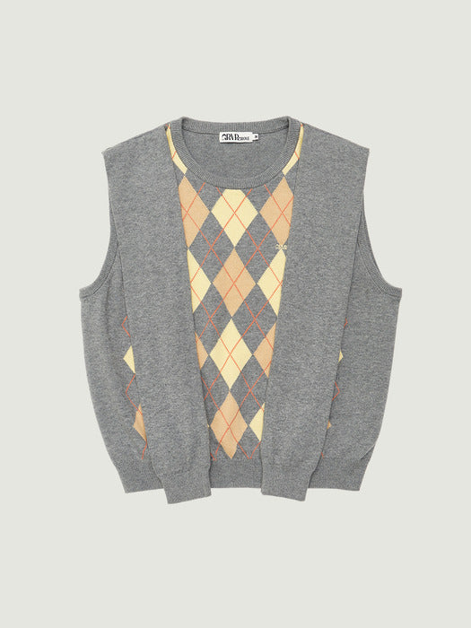 [grove] 26PS VENI ARGYLE VEST (GRAY)