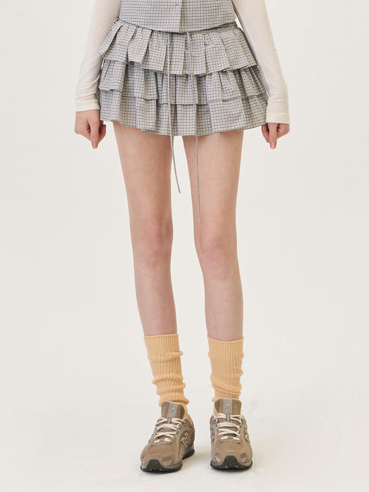 Grove 26Ps Blaine Check Skirt (Brown)