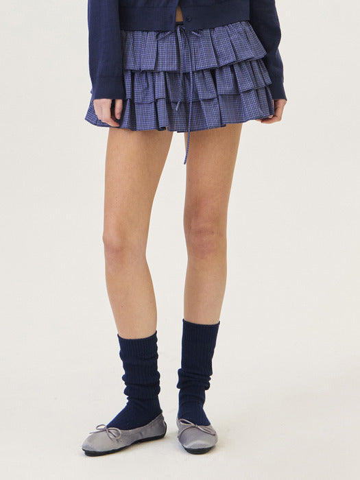 Grove 26Ps Blaine Check Skirt (Navy)