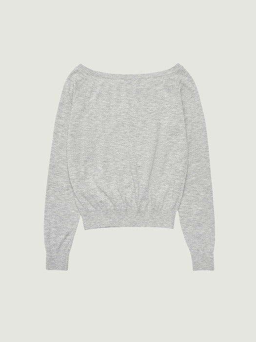 [grove] 26PS JUNO OFF-SHOULDER KNIT (LIGHT GRAY)