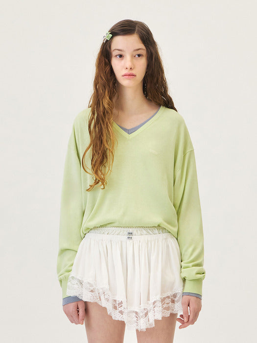 [grove] 26PS CANOPY V-NECK KNIT (GREEN)