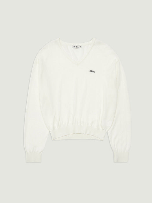 [grove] 26PS CANOPY V-NECK KNIT (IVORY)