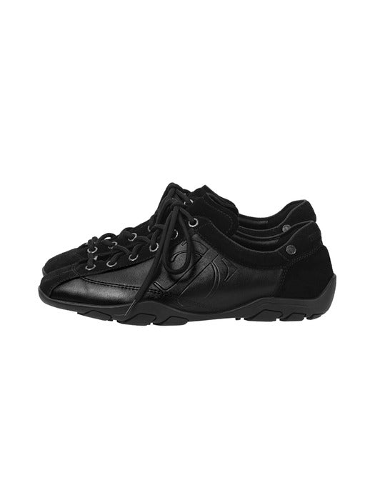 Treemingbird Flat Cowhide Leather Sneakers Black