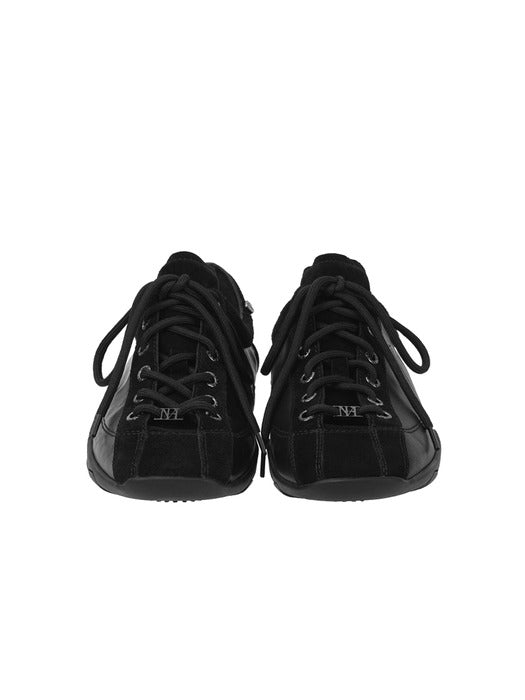 Treemingbird Flat Cowhide Leather Sneakers Black
