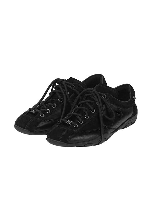 Treemingbird Flat Cowhide Leather Sneakers Black