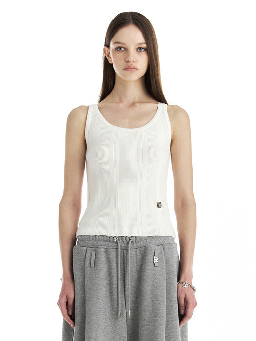 Wconcept_Treemingbird Essential Ribbed Knit Sleeveless Top [ Ivory ]