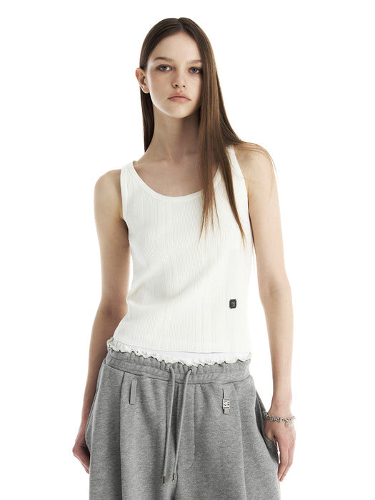 Wconcept_Treemingbird Essential Ribbed Knit Sleeveless Top [ Ivory ]