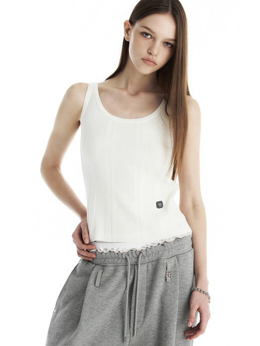 Wconcept_Treemingbird Essential Ribbed Knit Sleeveless Top [ Ivory ]