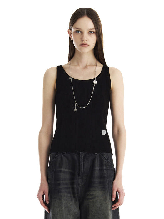 Wconcept_Treemingbird Essential Ribbed Knit Sleeveless Top [ Black ]