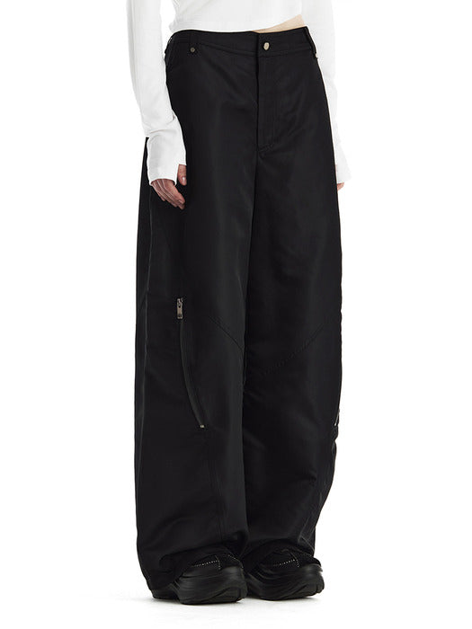 Wconcept_Treemingbird Knee-Zip Nylon pants [ Black ]