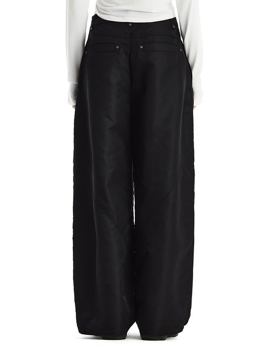 Wconcept_Treemingbird Knee-Zip Nylon pants [ Black ]