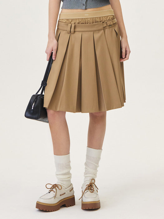Grove 26Ps Reva Pleats Skirt (Beige)