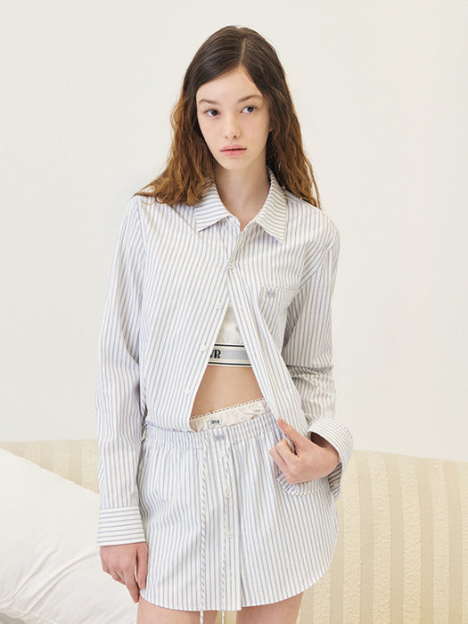 Grove 26Ps Tess Stripe Shirt (White)