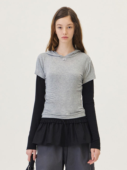 Grove 26Ps Macy Half Hoodie (Melange Gray)