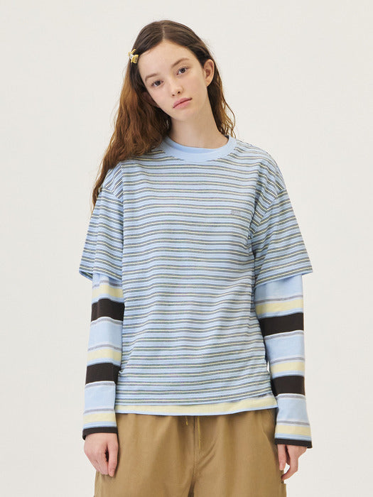 Grove 26Ps Tani Stripe H/S T-Shirt (Light Blue)
