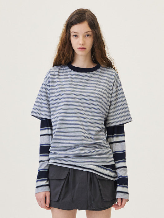Grove 26Ps Tani Stripe H/S T-Shirt (Navy)