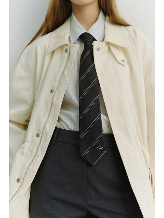 Dunst Striped Tie Charcoal Grey