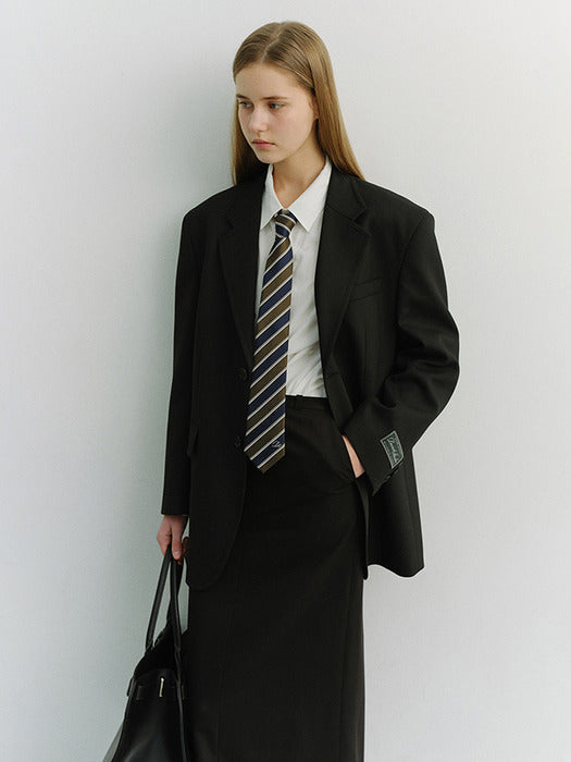 [dunst] STRIPED TIE OLIVE_UDNE6E101K1