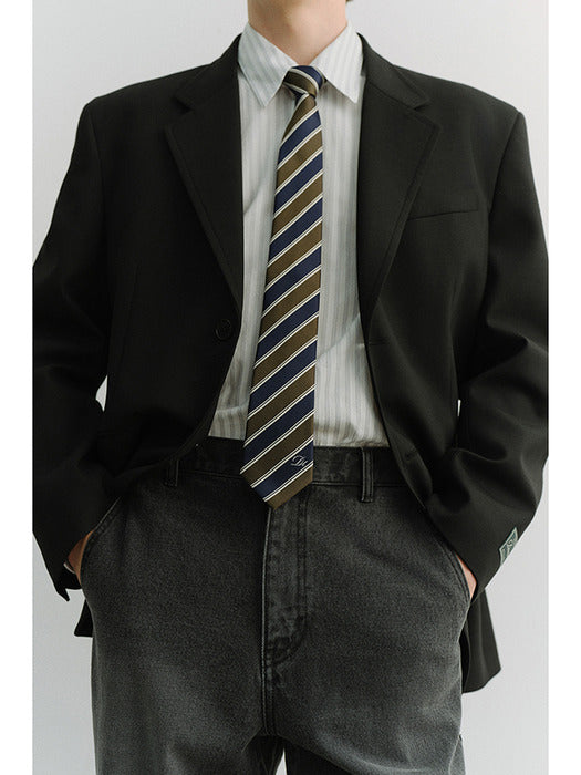 [dunst] STRIPED TIE OLIVE_UDNE6E101K1