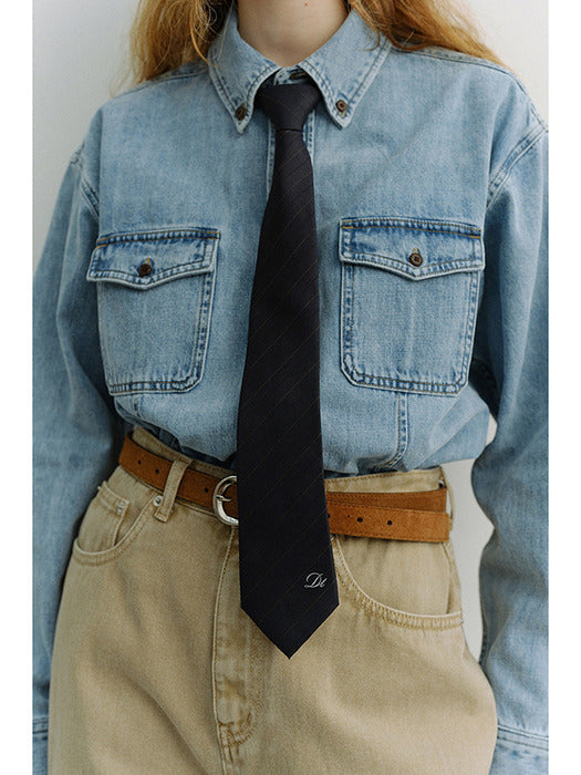 [dunst] STRIPED TIE NAVY_UDNE6E101N2