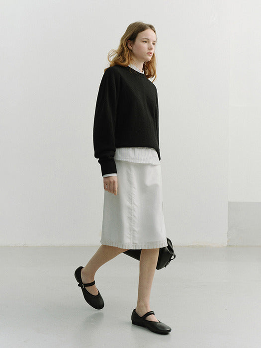 Dunst H-Line Laced Midi Skirt White