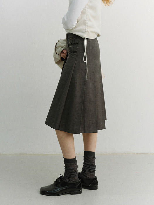 Dunst Pleats Midi Skirt Grey