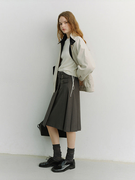 Dunst Pleats Midi Skirt Grey