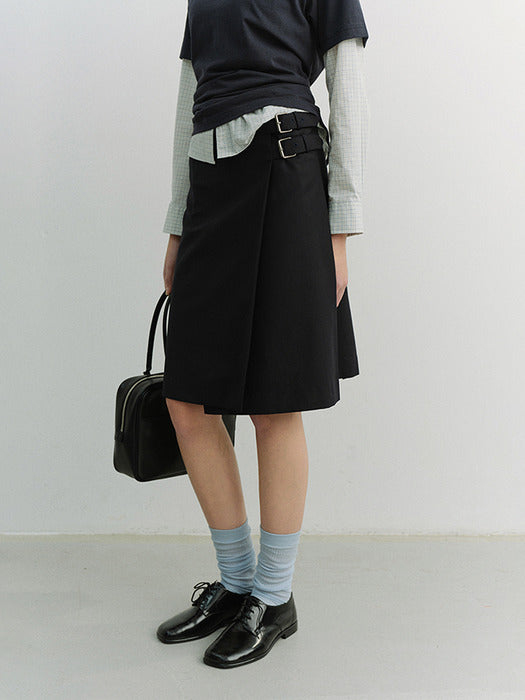 Dunst Pleats Midi Skirt Navy