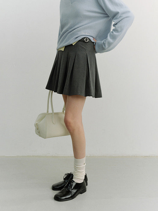 Dunst Pleats Mini Skirt Grey Stripe