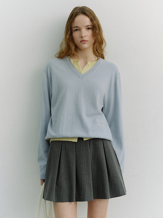 Dunst Pleats Mini Skirt Grey Stripe