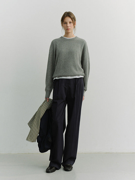 [dunst] DOUBLE PLEATED CHINO SLACKS NAVY_UDPA6A224N2