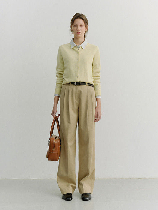Dunst Double Pleated Chino Slacks Beige