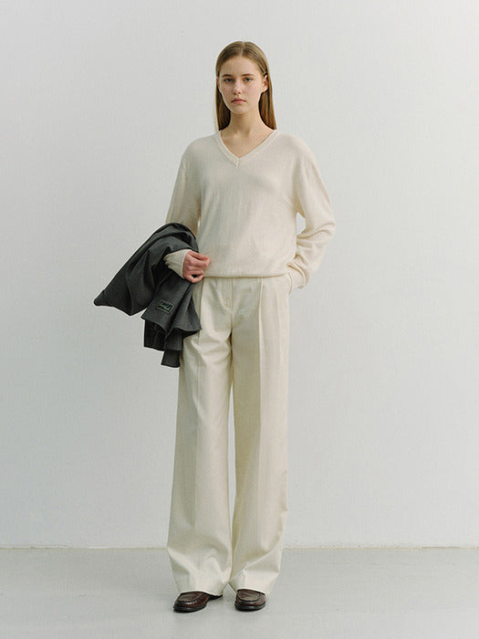 [dunst] DOUBLE PLEATED CHINO SLACKS IVORY_UDPA6A224IV