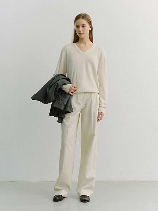 Dunst Double Pleated Chino Slacks Ivory
