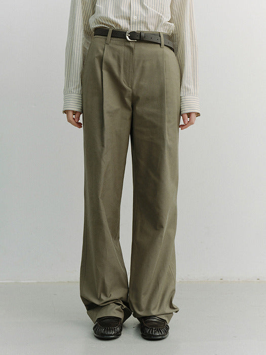 Dunst Pleated Chino Slacks Khaki