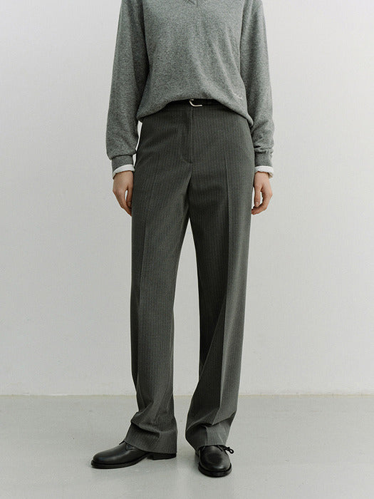 Dunst Straight Slacks Melange Grey Stripe
