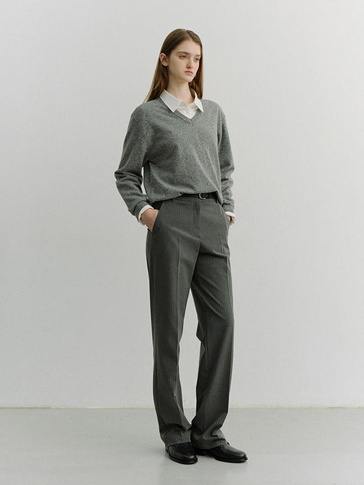 Dunst Straight Slacks Melange Grey Stripe