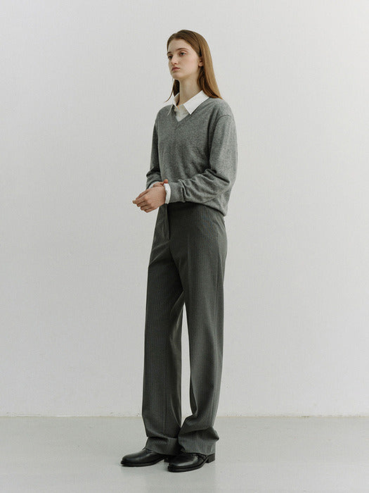 Dunst Straight Slacks Melange Grey Stripe