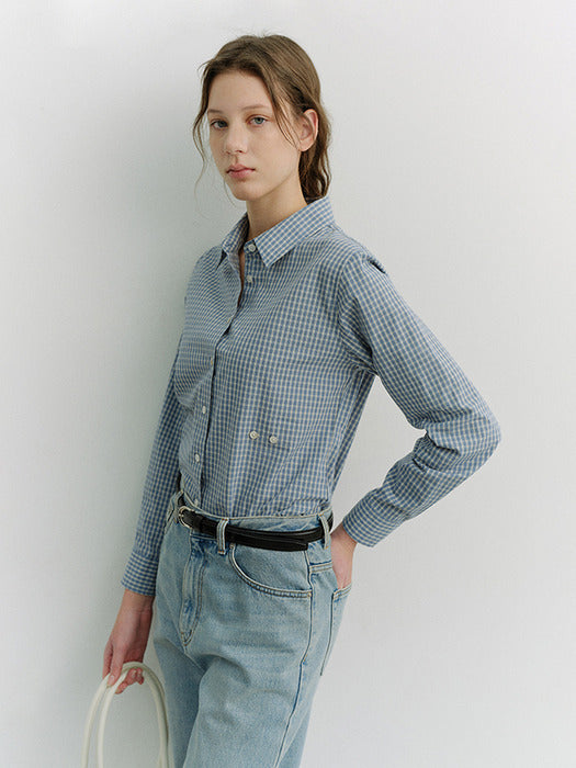 Dunst 2-Way Essential Checked Shirt Blue Check