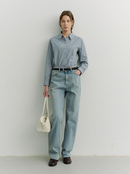 Dunst 2-Way Essential Checked Shirt Blue Check