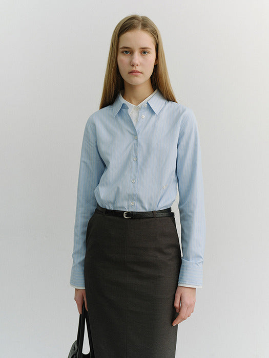 Dunst 2-Way Essential Striped Shirt Soft Blue Stripe