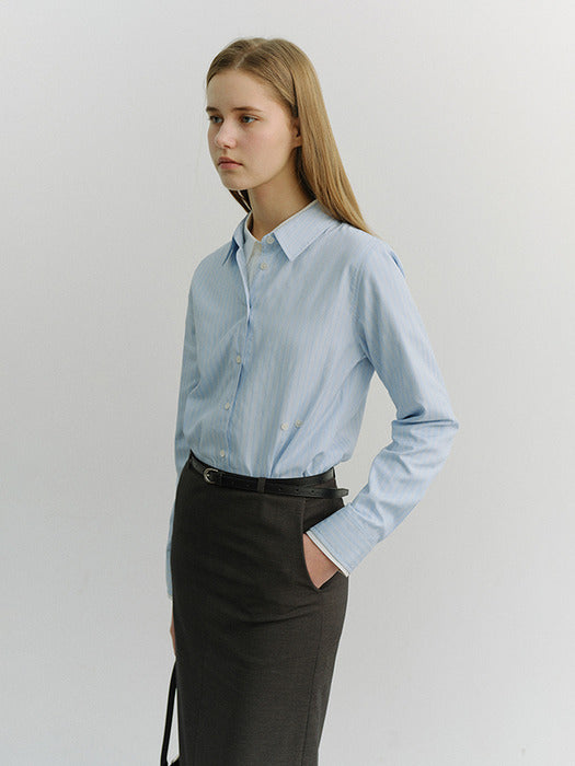 Dunst 2-Way Essential Striped Shirt Soft Blue Stripe