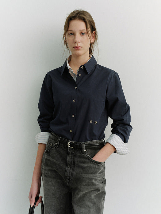 [dunst] 2-WAY ESSENTIAL SHIRT NAVY_UDSH6A201N2