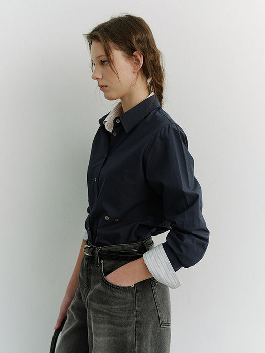 [dunst] 2-WAY ESSENTIAL SHIRT NAVY_UDSH6A201N2