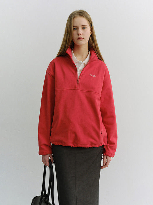 Dunst Unisex Relaxed Half Zip-UP Sweatshirt Red