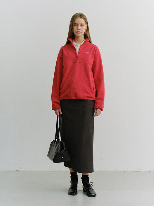 [dunst] UNISEX RELAXED HALF ZIP-UP SWEATSHIRT RED_UDTS6A102R2