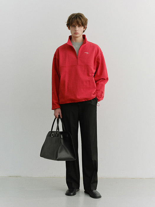 [dunst] UNISEX RELAXED HALF ZIP-UP SWEATSHIRT RED_UDTS6A102R2