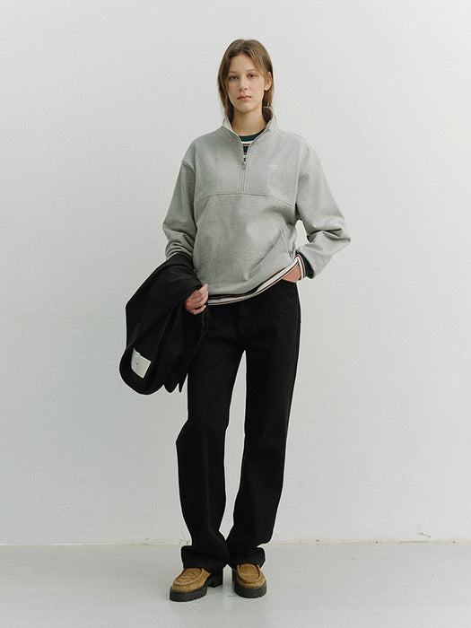 Dunst Unisex Relaxed Half Zip-UP Sweatshirt Melange Grey