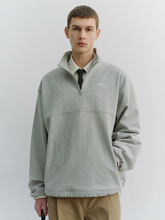 Dunst Unisex Relaxed Half Zip-UP Sweatshirt Melange Grey